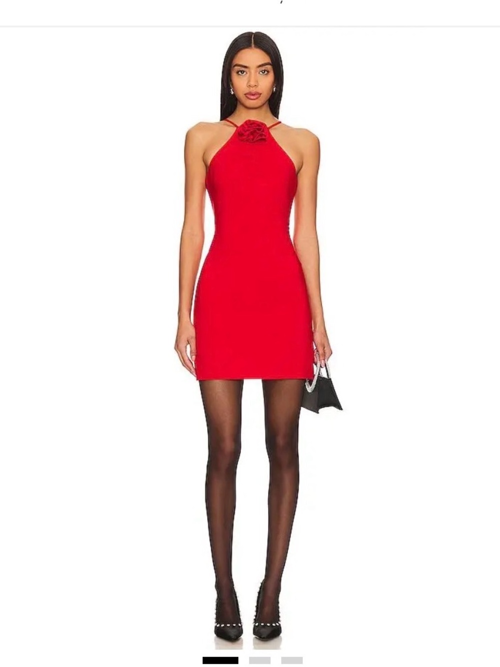 Likely Red Halter Mini Dress with Rosette Neck